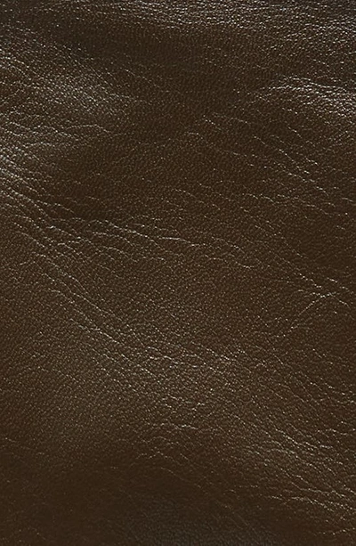 Saint Laurent Cassandre Logo Cashmere Lined Leather Gloves In Kaki/ Gold