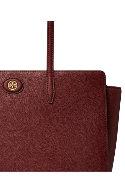 Shop Tory Burch Robinson Leather Tote In Claret