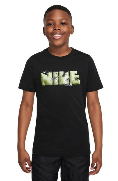 Shop Nike Kids' Sportswear Cotton Graphic T-shirt In Black