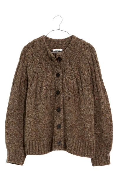 Shop Madewell Harwood Cable Cardigan In Heather Otter