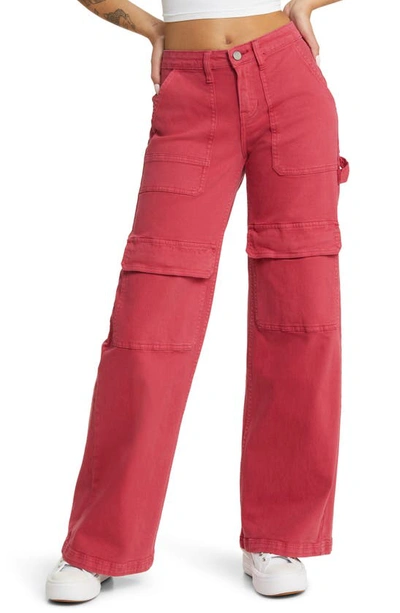 Shop Ptcl Front Pocket Wide Leg Cargo Pants In Cinabar Pigment Dye