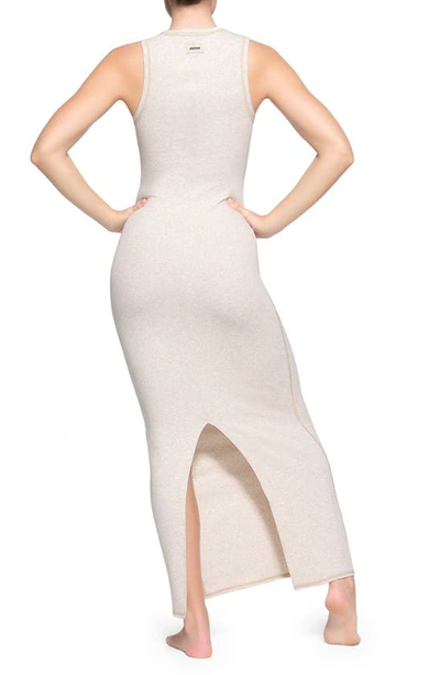 Shop Skims Stretch Cotton Rib Dress In Heather Oatmeal