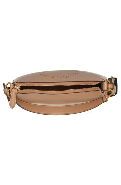 Shop Stella Mccartney Small Logo Leather Shoulder Bag In Sand