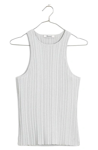 Shop Madewell The Signature Shimmer Knit Cutaway Sweater Tank In Vapor