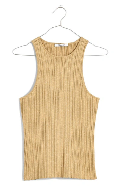 Shop Madewell The Signature Shimmer Knit Cutaway Sweater Tank In Sand Dune