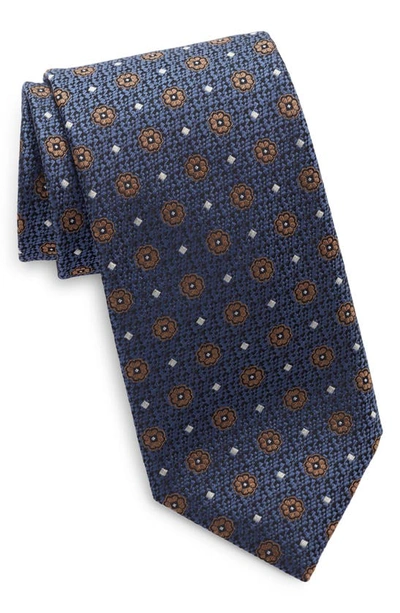 Shop Canali Medallion Silk Tie In Blue