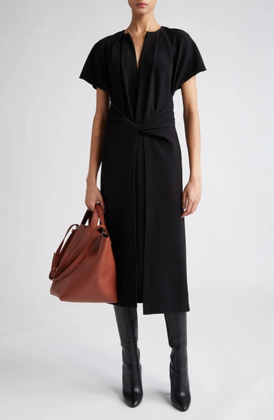 Shop Proenza Schouler Julie Twist Front Matte Crepe Dress In Black