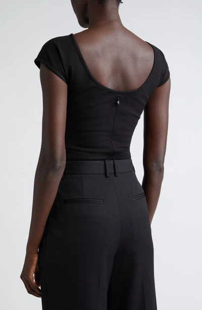 Akris Punto Scoop Back Cap Sleeve Jersey Top In 009 Black