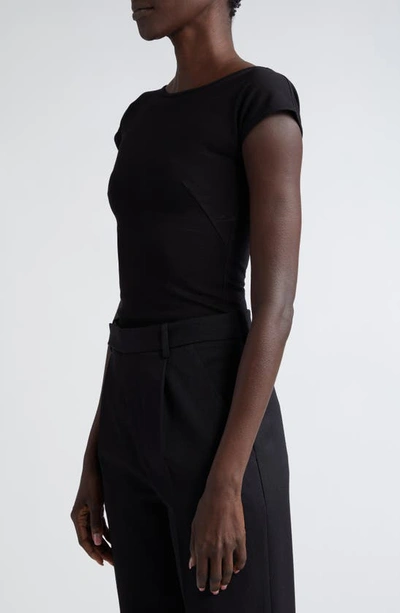 Akris Punto Scoop Back Cap Sleeve Jersey Top In 009 Black