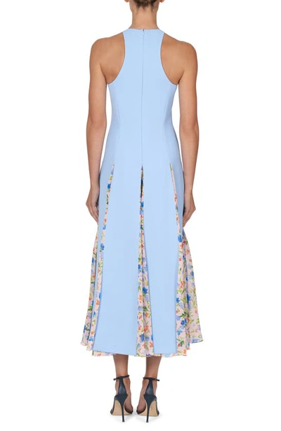 Shop Carolina Herrera Floral Godet Sleeveless Fit & Flare Dress In Lake Blue Multi