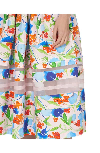 Shop Carolina Herrera Floral Organza Inset Cotton A-line Dress In Blush Multi