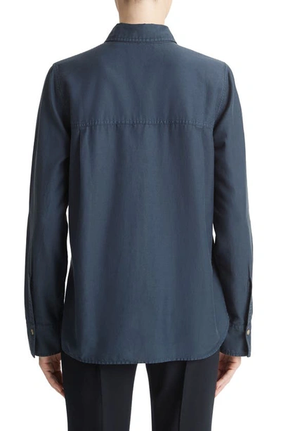 Shop Vince Utility Long Sleeve Button-up Shirt In Coastal