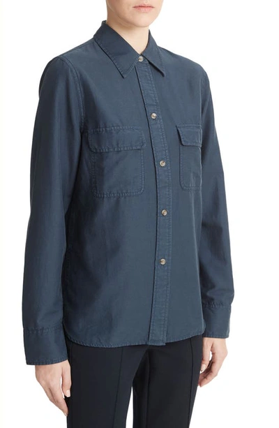 Shop Vince Utility Long Sleeve Button-up Shirt In Coastal