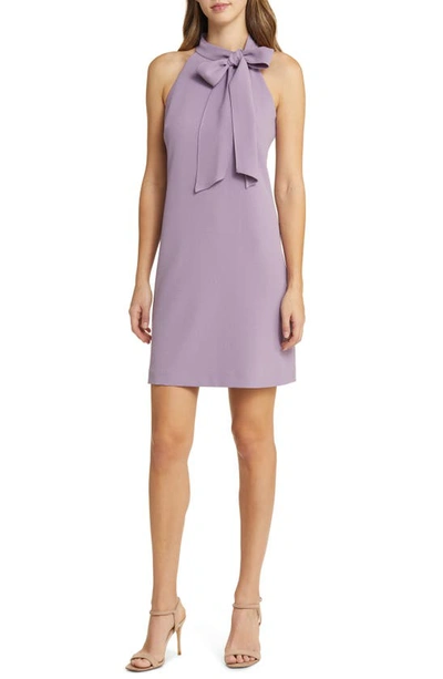 Shop Vince Camuto Tie Neck A-line Dress In Lilac