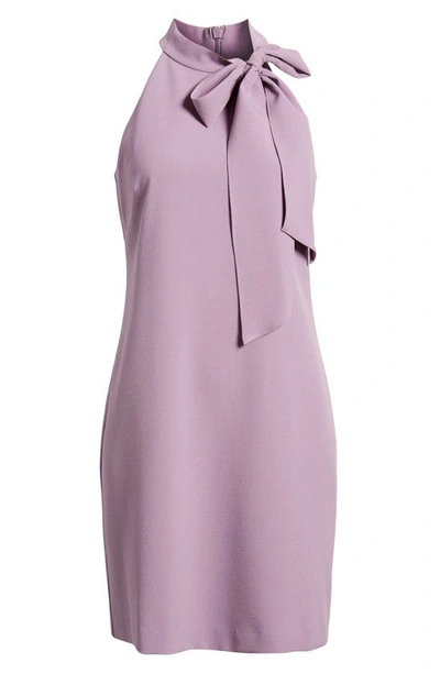 Shop Vince Camuto Tie Neck A-line Dress In Lilac