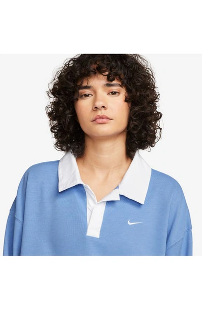 Shop Nike Sportswear Essentials Oversize Long Sleeve Polo In Polar/ White
