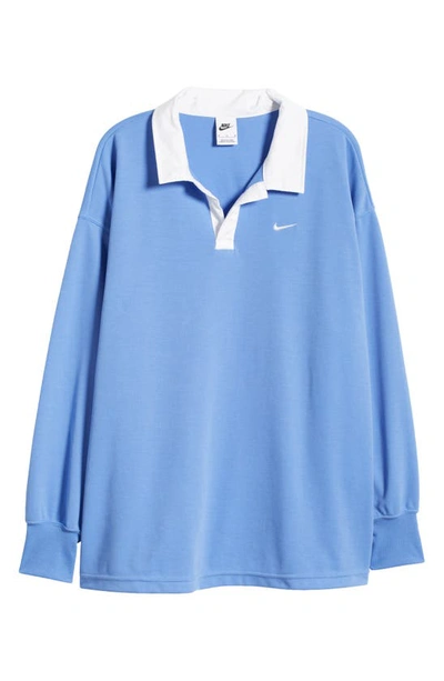 Shop Nike Sportswear Essentials Oversize Long Sleeve Polo In Polar/ White