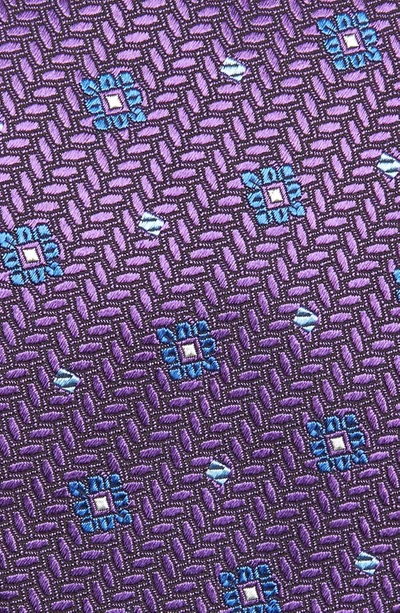 Shop David Donahue Neat Medallion Silk Tie In Purple