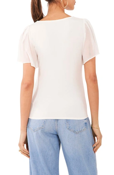 Shop 1.state Flutter Sleeve Rib Knit T-shirt In New Ivory