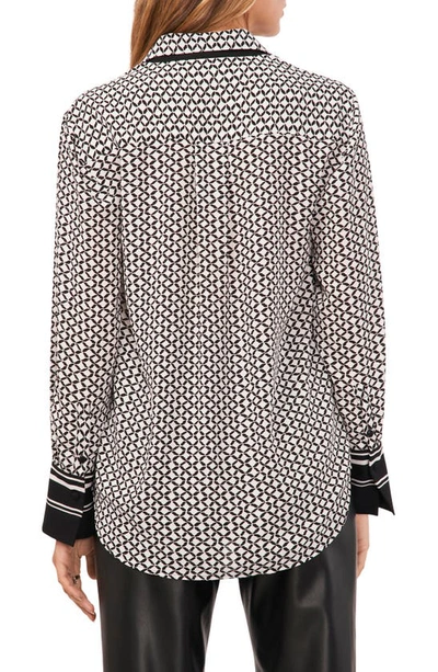 Shop Vince Camuto Mixed Print Covered Placket Shirt In New Ivory