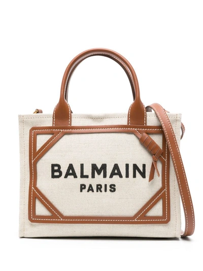 Shop Balmain 'b-army' Tote Bag In Beige E Marrone