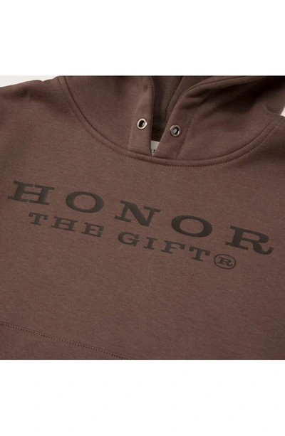 Shop Honor The Gift Kids' Logo Cotton Hoodie In Grey