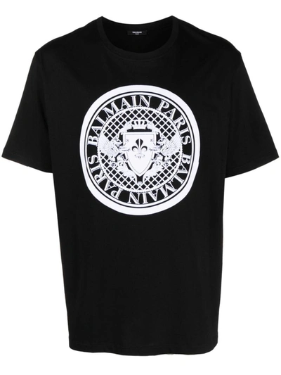 Shop Balmain 'coin' T-shirt In Nero E Bianco