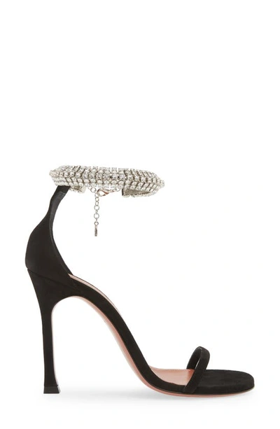 Amina Muaddi Iman Crystal-embellished Satin Sandals In Black
