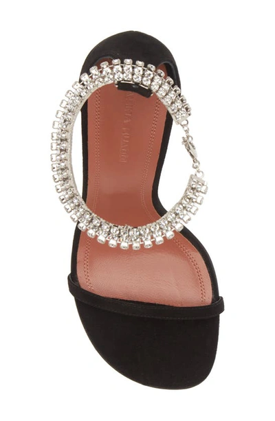 Amina Muaddi Iman Crystal-embellished Satin Sandals In Black