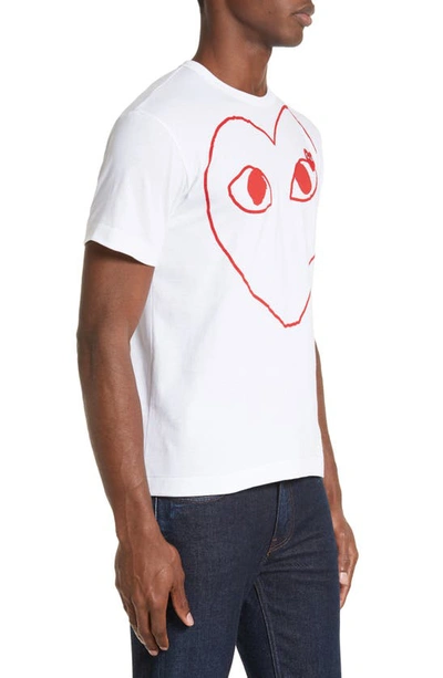 Shop Comme Des Garçons Play Heart Outline Graphic T-shirt In White