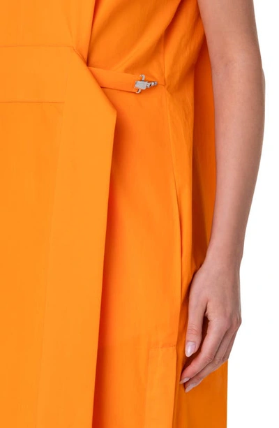 Shop Akris Belted Cotton & Silk Midi Dress In 026 Pumpkin