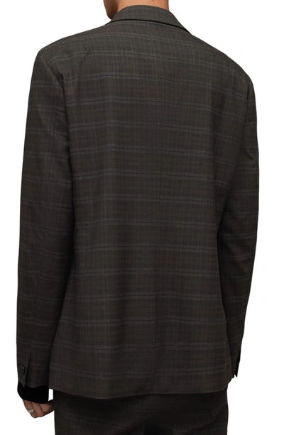 Allsaints Spica Checked Double Breasted Blazer In Brown