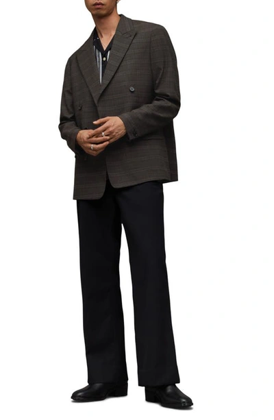 Allsaints Spica Checked Double Breasted Blazer In Brown