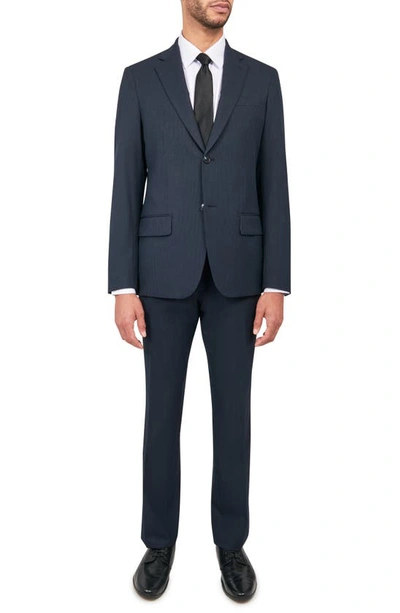 Shop Wrk Tailored Slim Fit Pinstripe Suit In Navy