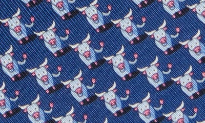 Shop Ferragamo Cow Print Silk Tie In Bluette