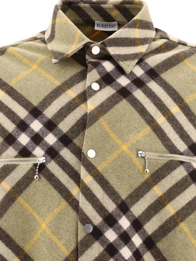 Shop Burberry Check Wool Blend Overshirt