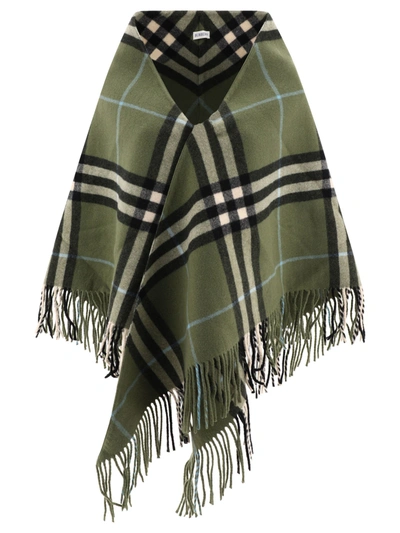 Shop Burberry Check Wool Cape