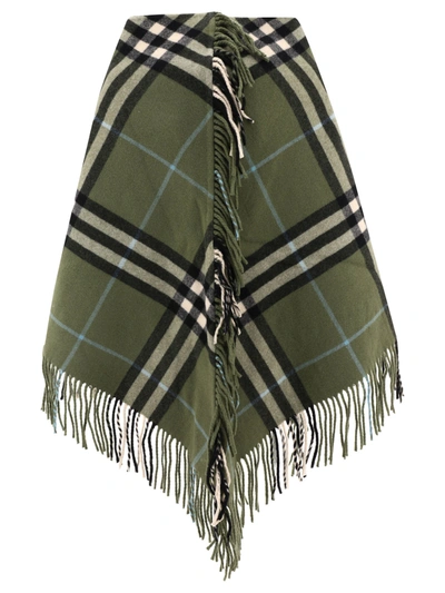 Shop Burberry Check Wool Cape