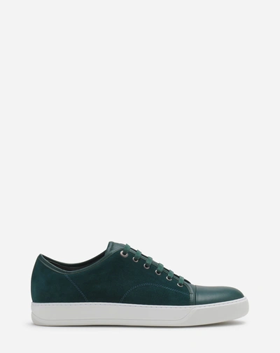 Shop Lanvin Dbb1 Leather And Suede Sneakers For Men In Dark Green