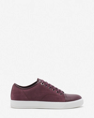 Shop Lanvin Dbb1 Leather And Suede Sneakers For Men In Dark Red