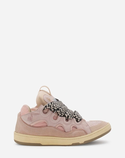 Shop Lanvin Leather Curb Sneakers For Men In Pink