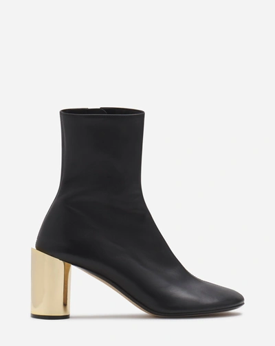 Shop Lanvin Leather Séquence By  Chunky Heeled Boots For Women In Black/gold