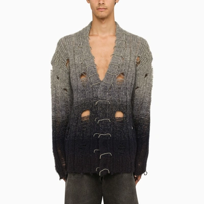 Shop Off-white Off White™ Grey Degradé Used Effect Cardigan