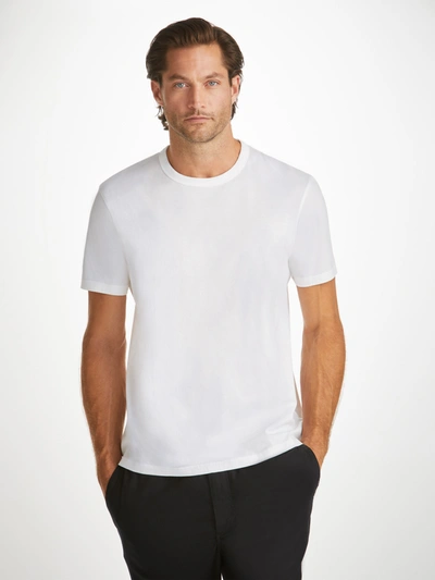 Shop Derek Rose Men's T-shirt Barny Pima Cotton White