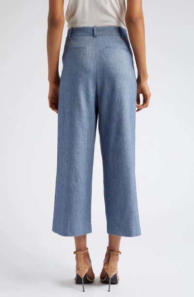 Alice And Olivia Pompey High Waist Culottes In Dark Chambray