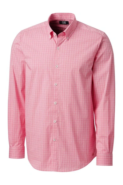 Shop Cutter & Buck Soar Tailored Windowpane Check Dress Shirt In Embark