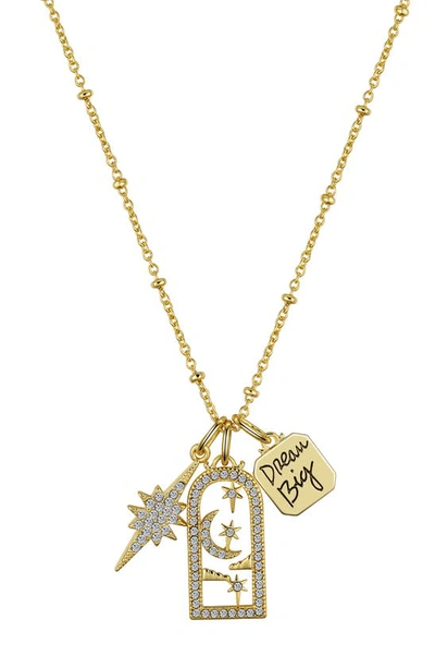 Shop La Rocks Dream Big Cz Pendant Necklace In Gold