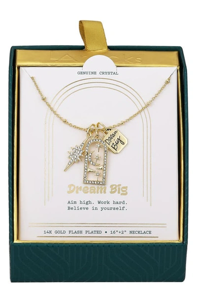 Shop La Rocks Dream Big Cz Pendant Necklace In Gold