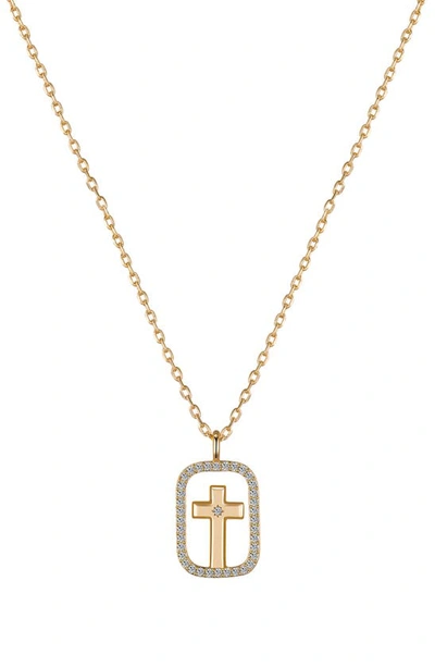 Shop La Rocks Cz Cross Pendant Necklace In Gold