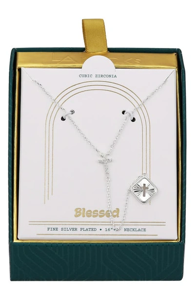Shop La Rocks Cross Cz Pendant Necklace In Silver